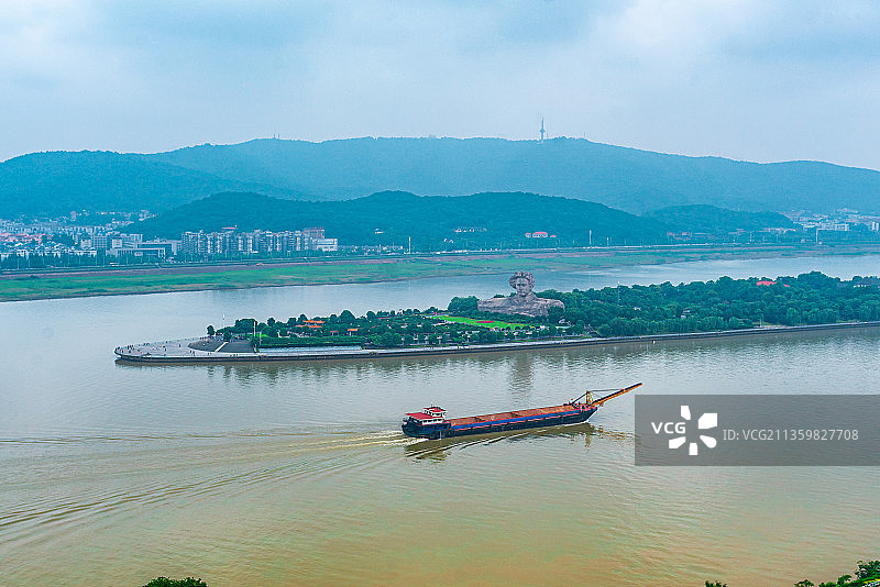 长沙湘江橘子洲头风光图片素材