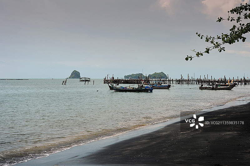 马来西亚，兰卡威，群岛，马六甲海峡，黑沙海滩，珍南海滩图片素材