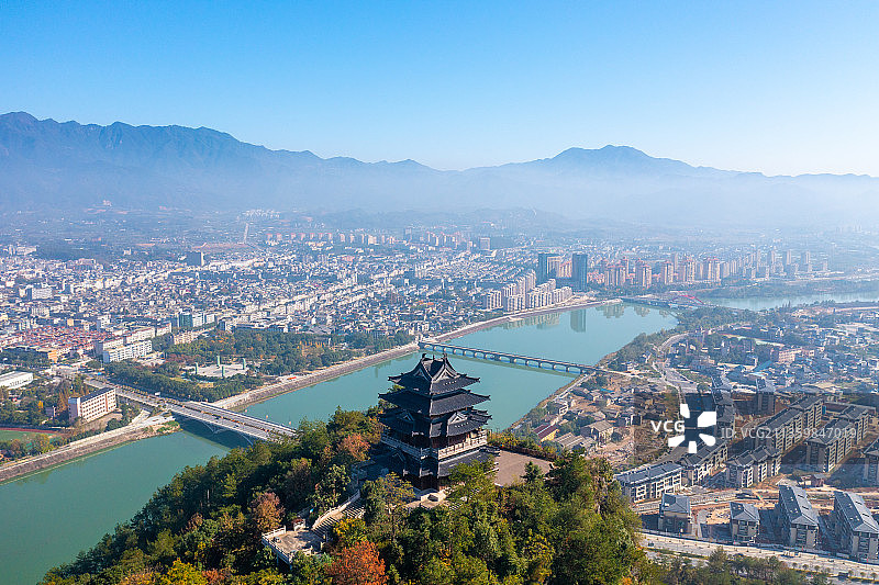 浙江丽水松阳县独山蟾峰阁图片素材