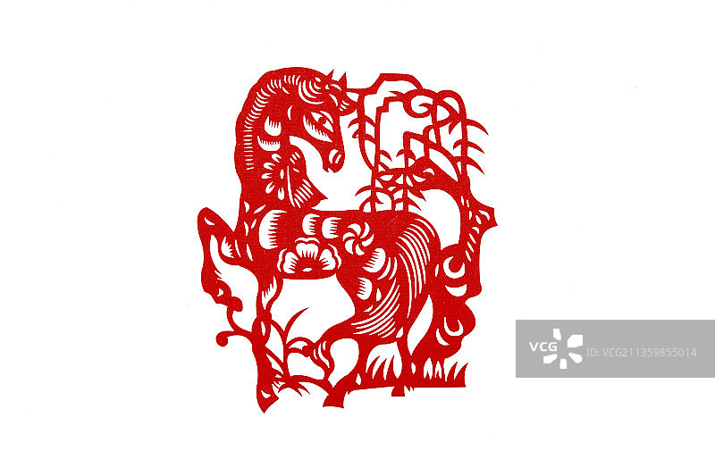 十二生肖鼠、牛、虎、兔、龙、蛇、马、羊、猴、鸡、狗、猪剪纸图片素材