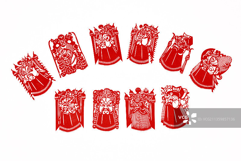 京剧脸谱剪纸生旦净末丑图片素材