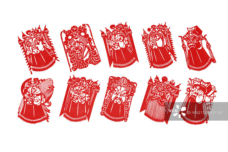 京剧脸谱剪纸生旦净末丑图片素材