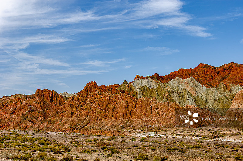 晴朗天气的中国甘肃酒泉玉门魔山国家地质公园红柳峡谷图片素材