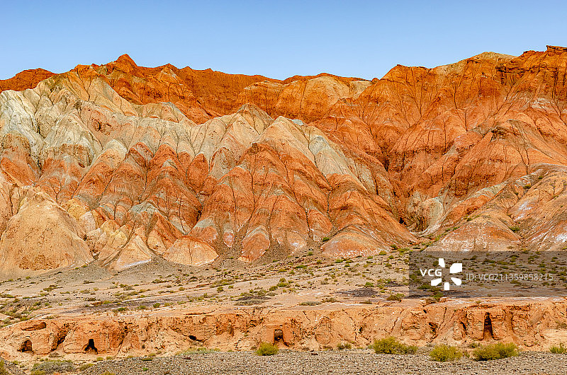 晴朗天气的中国甘肃酒泉玉门魔山国家地质公园红柳峡谷图片素材
