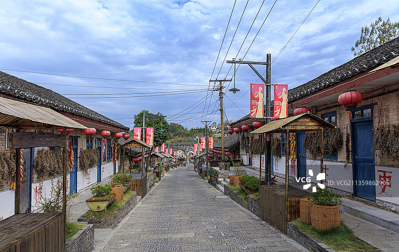 朱砂古镇，贵州铜仁朱砂古镇万山矿区街道风景。图片素材