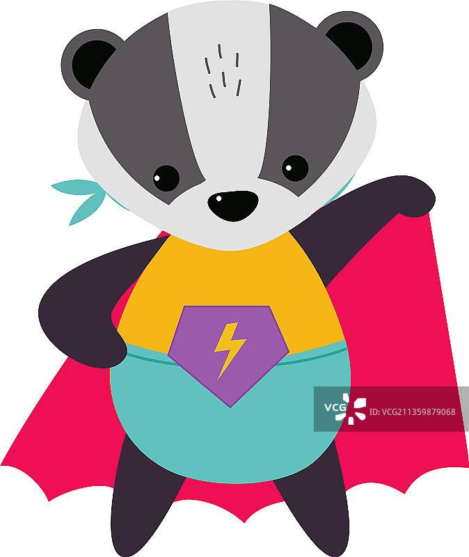 穿着斗篷的獾动物超级英雄图片素材