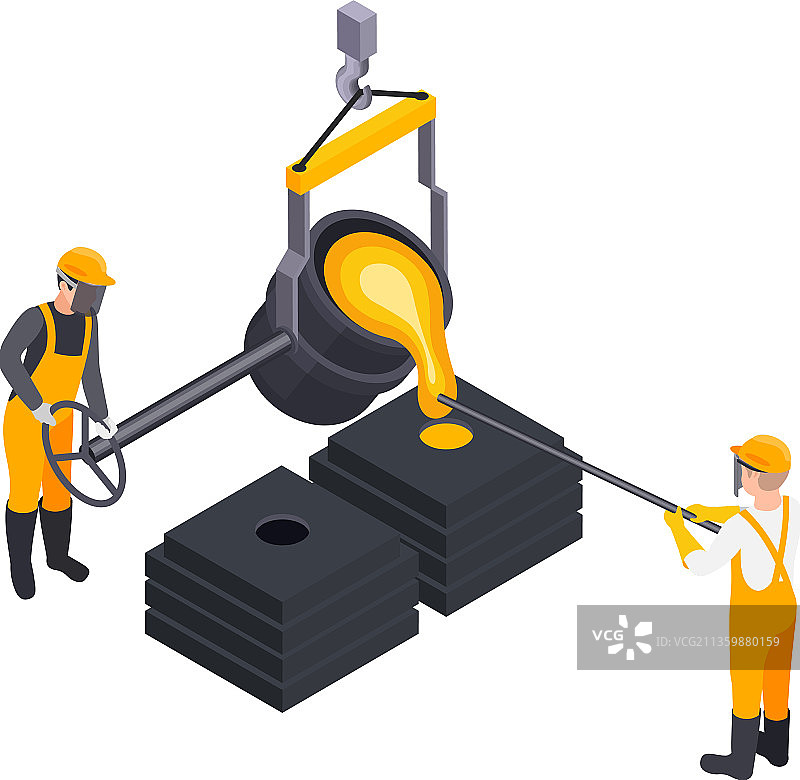 工人浇筑金属图片素材