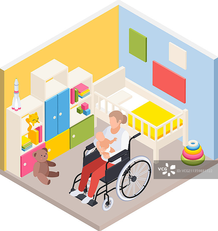 残疾妇女的嬉戏构图图片素材