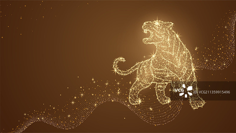 虎年老虎粒子插画图片素材