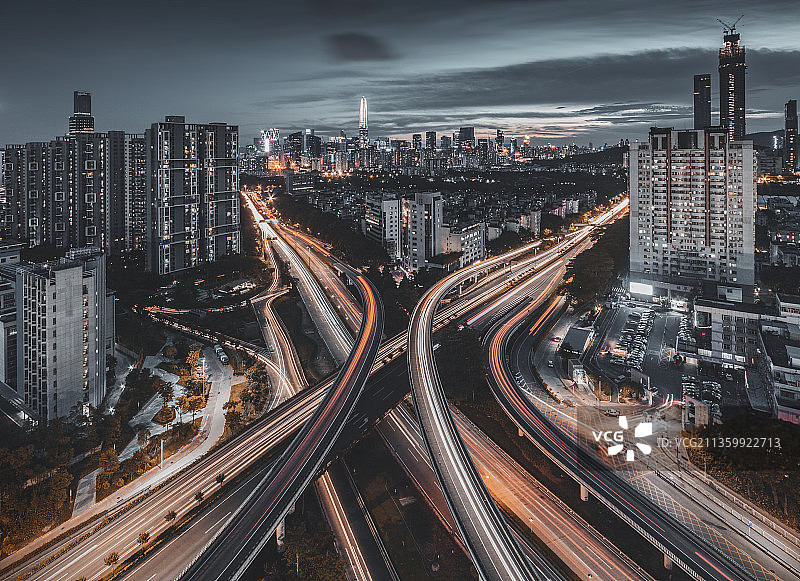 中国广东深圳福田黄木岗都市夜景风光图片素材