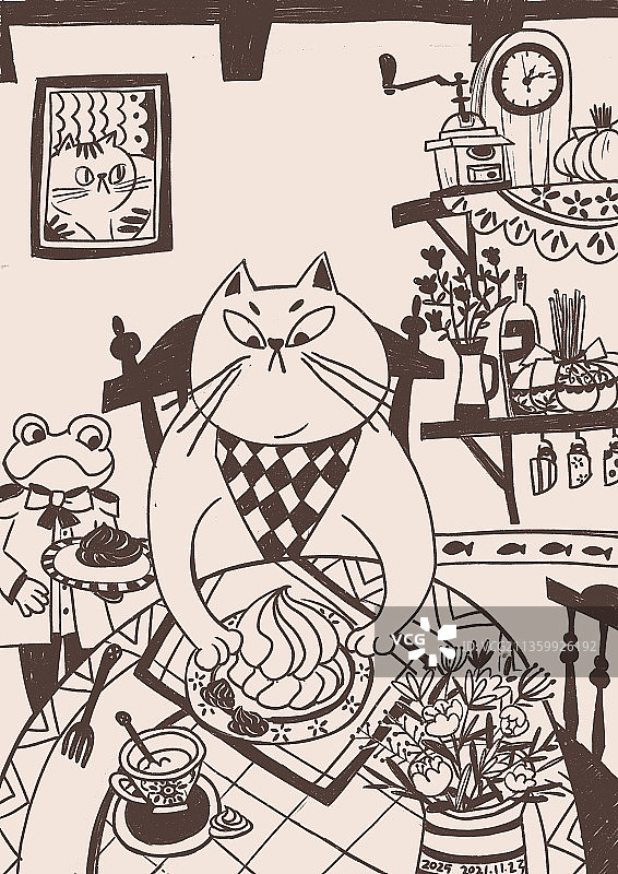 大喵的下午茶图片素材