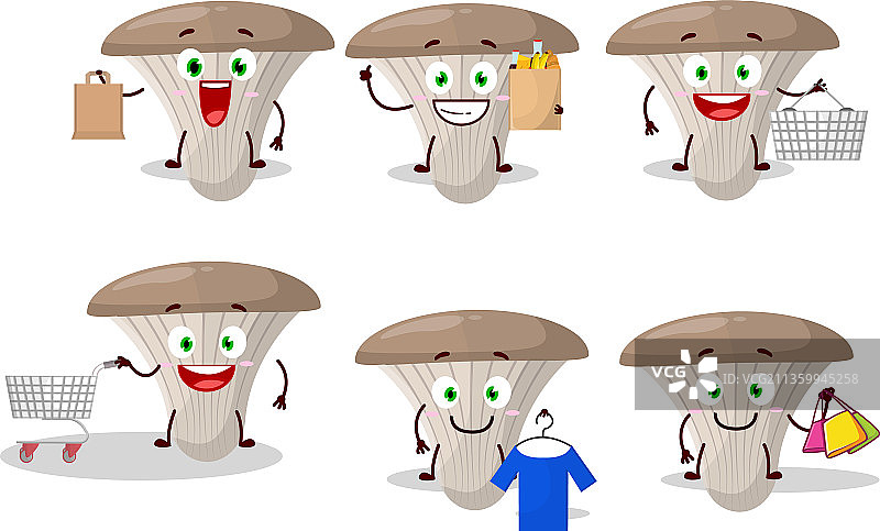 丰富的平菇吉祥物设计图片素材
