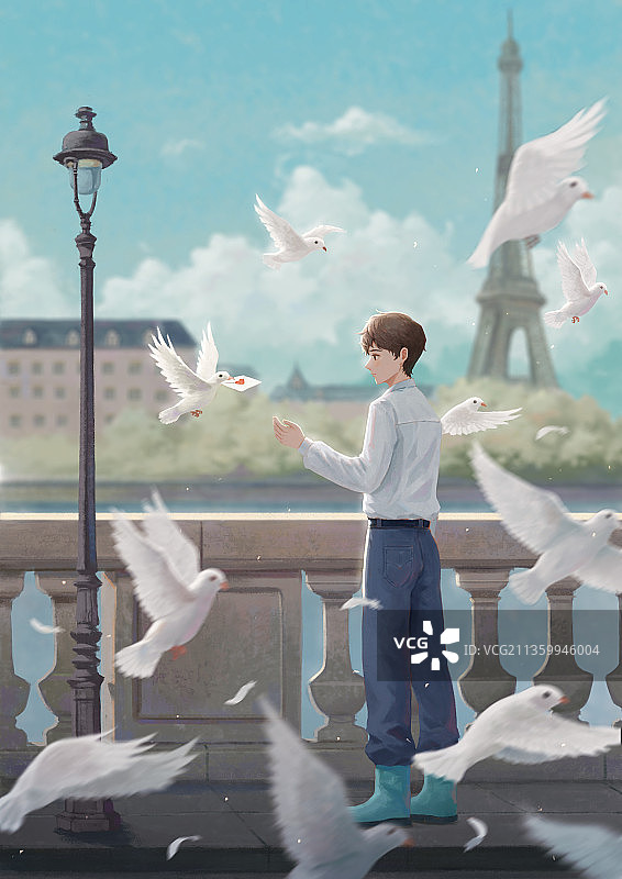 与白鸽的相遇图片素材