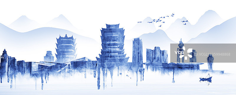 绵阳城市建筑插画图片素材