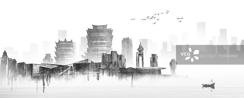 绵阳城市建筑插画图片素材
