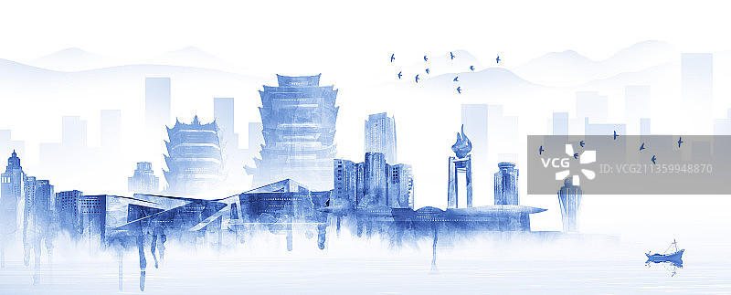 绵阳城市建筑插画图片素材