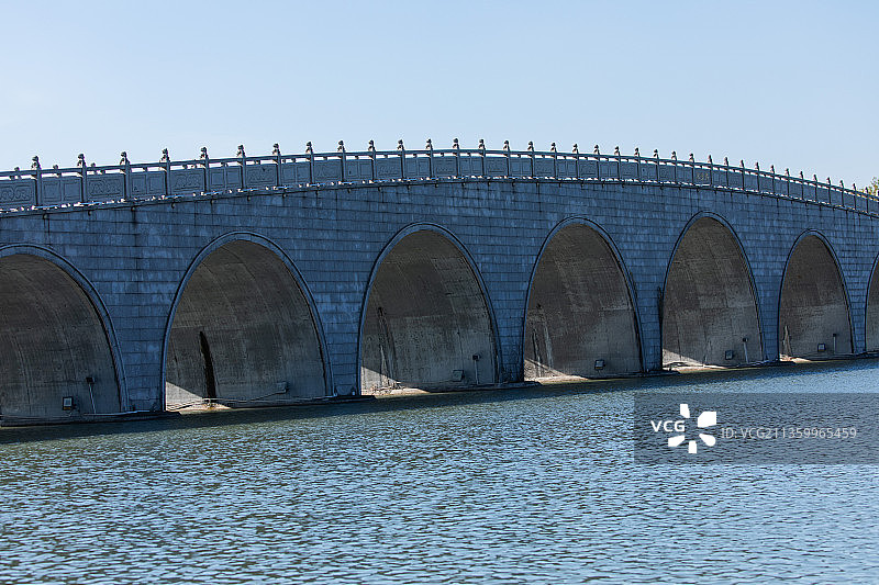 桥九孔桥园林建筑路公路湖泊河流水图片素材