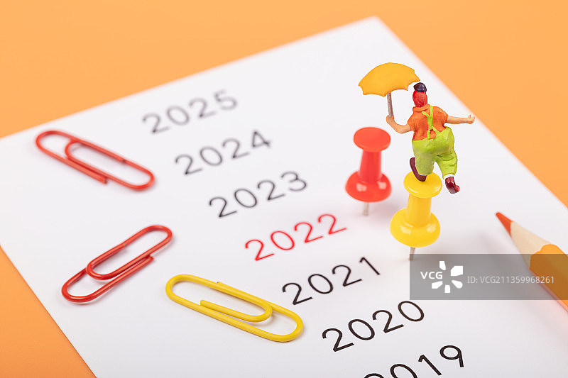 微缩创意2022站在工字钉上跨年的小丑图片素材