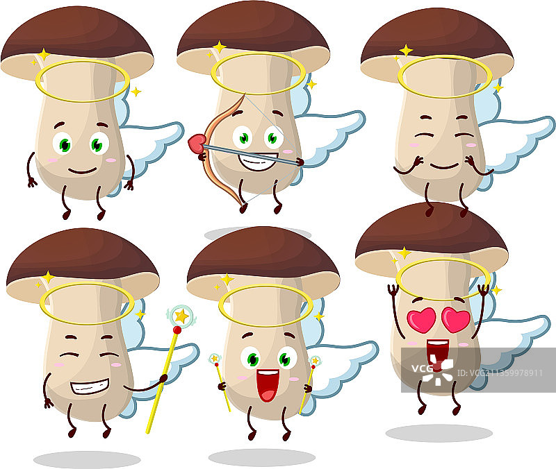 可爱天使造型的牛肝菌卡通设计图片素材