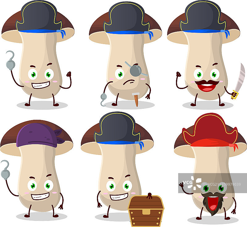 卡通角色牛肝菌与海盗图片素材