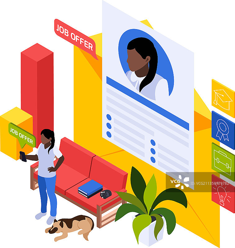 工作机会2.5D组合图片素材