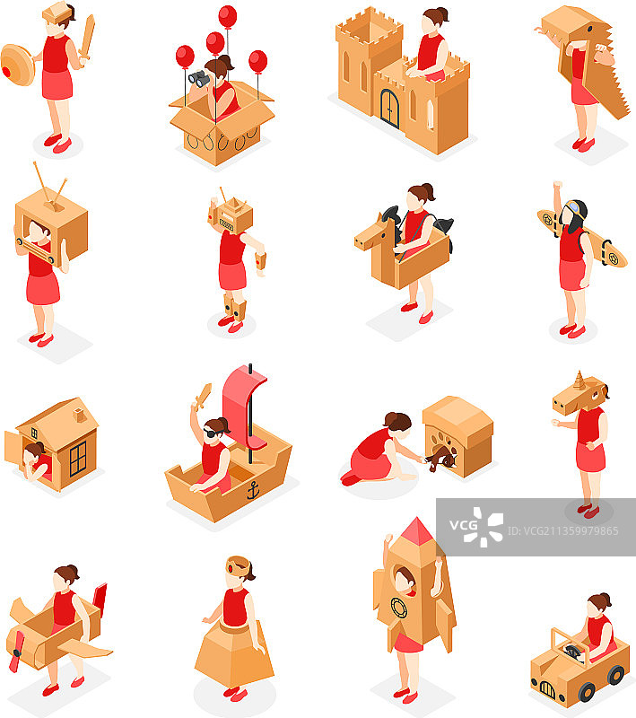 纸板玩具图标合集图片素材