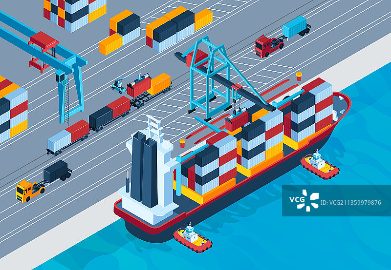装满集装箱货物的轮船图片素材