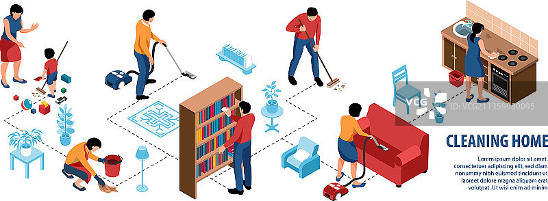 2.5D家庭清洁信息图图片素材