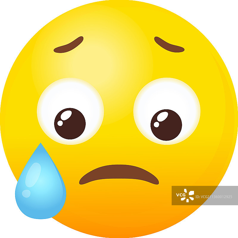 悲伤但如释重负的表情符号卡通扁平哭脸图片素材