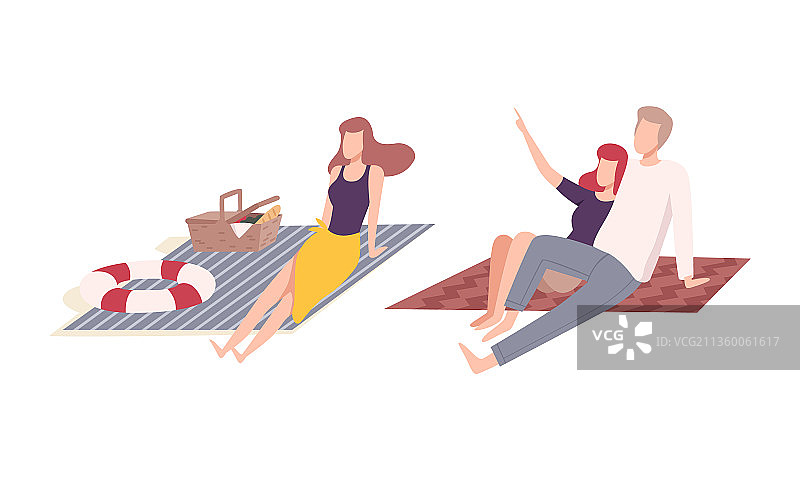 人物角色在公园野餐图片素材