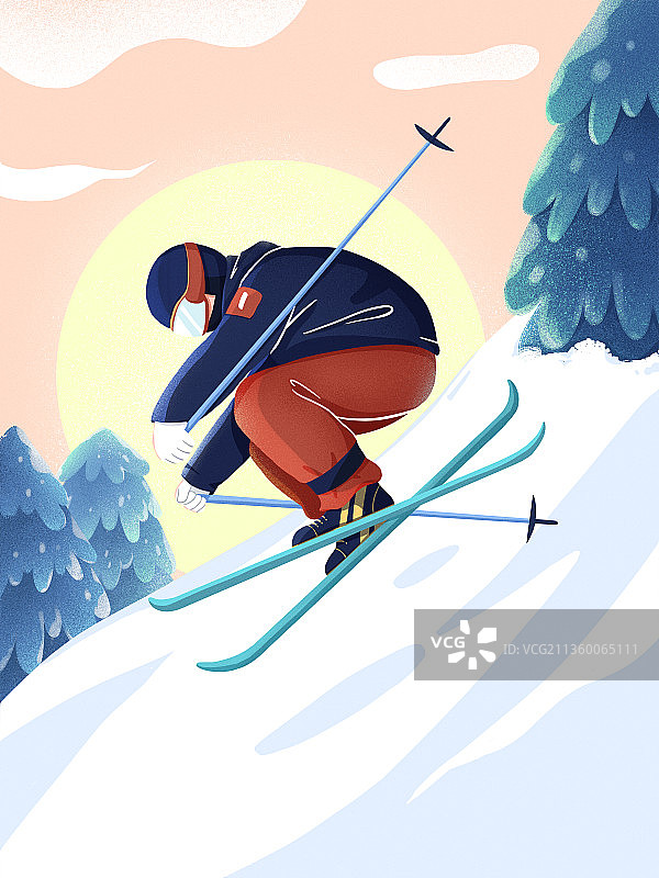 滑雪运动滑雪运动主题插画图片素材