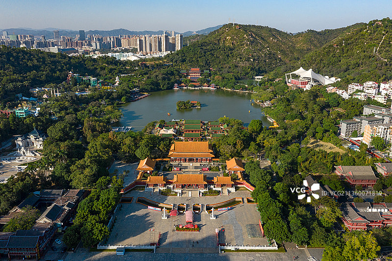 广东省珠海市圆明新园白昼航拍图片素材