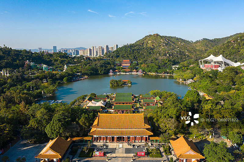 广东省珠海市圆明新园白昼航拍图片素材