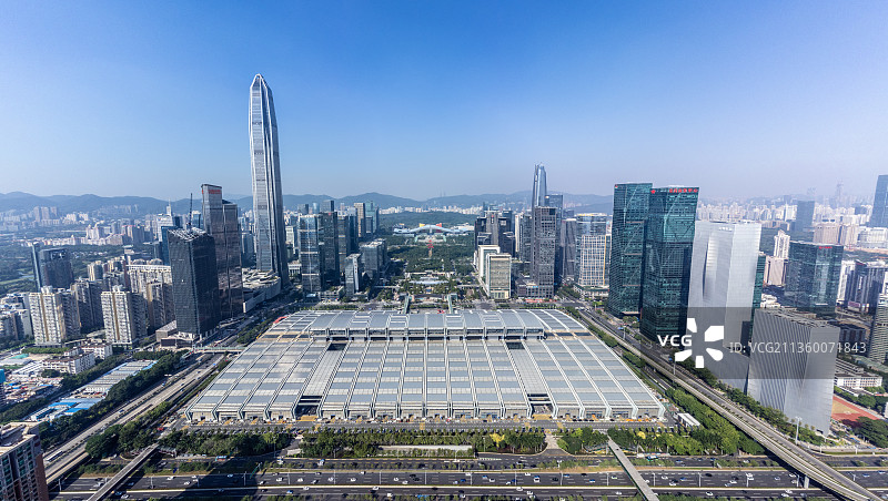 深圳市会展中心市中心航拍图片素材