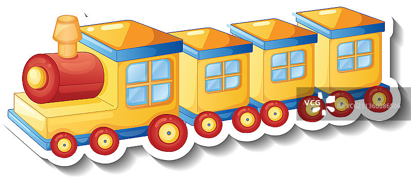 黄色火车玩具卡通贴纸图片素材