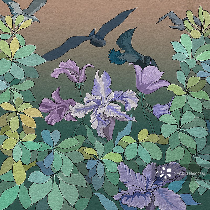插画 花丛图片素材
