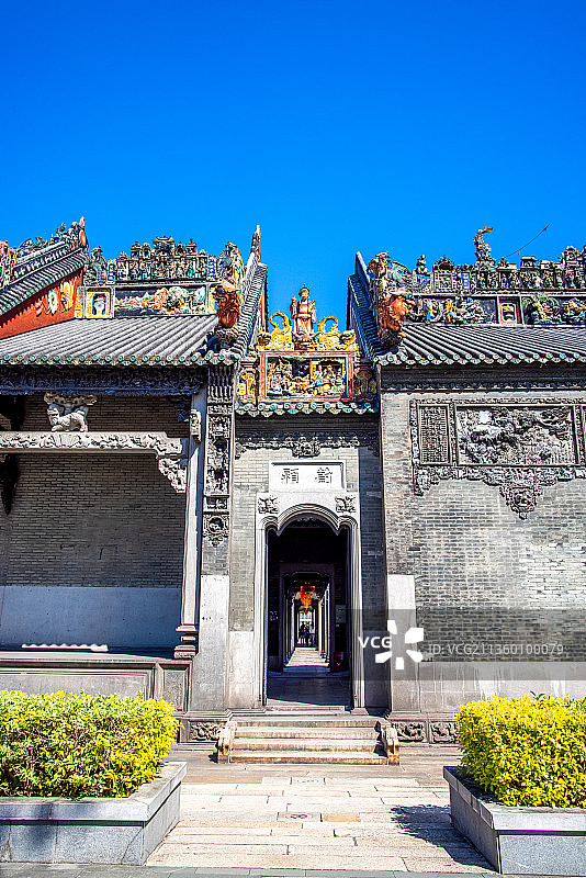 广州陈家祠堂侧门入口走廊图片素材