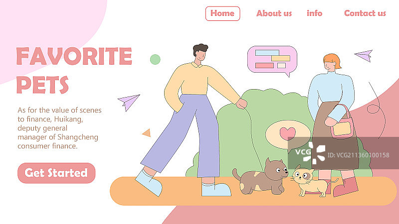 溜狗情侣扁平人物情绪版图片素材