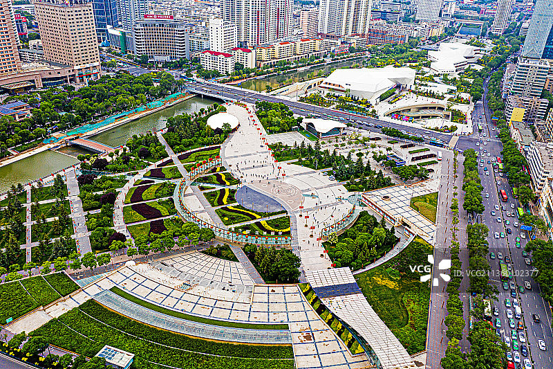 青海西宁市城中心航拍图片素材