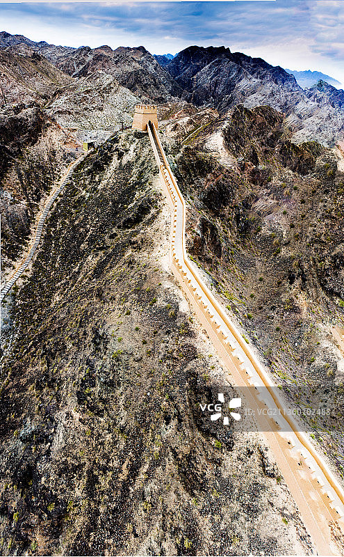 甘肃嘉峪关悬臂长城航拍图片素材