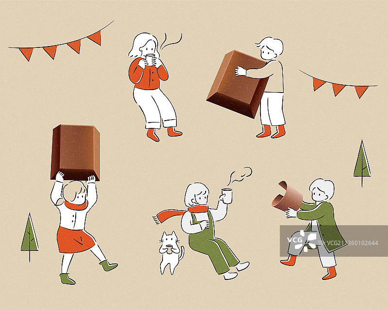 可爱疗愈风冬季人物设计图片素材