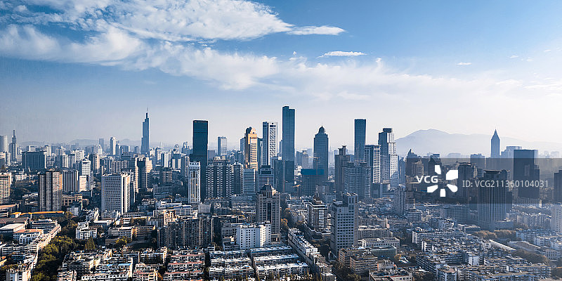中国江苏南京高楼城市天际线航拍风光图片素材