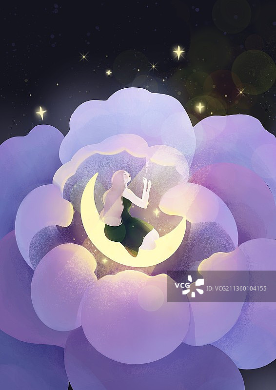 花与女孩图片素材