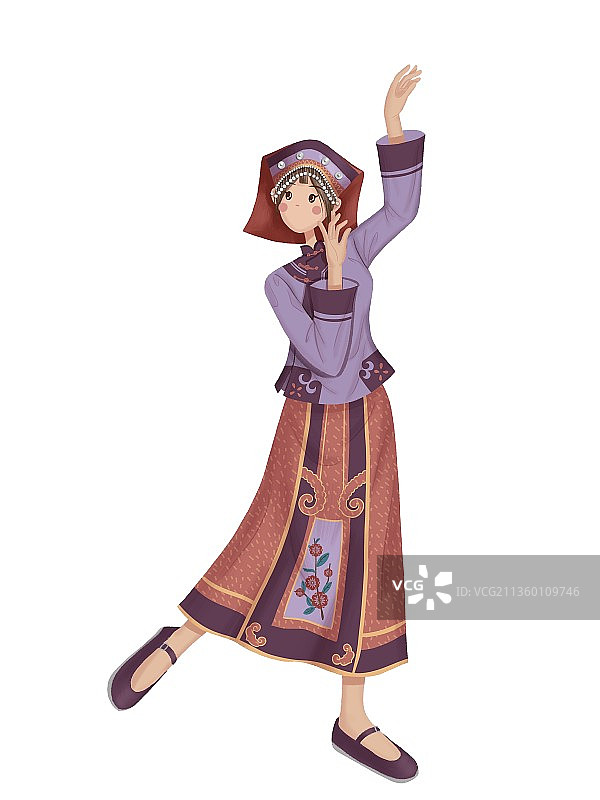 仡佬族少女白色背景图片素材