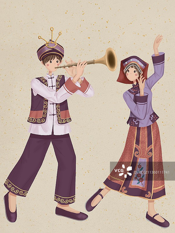 仡佬族少女与少年图片素材