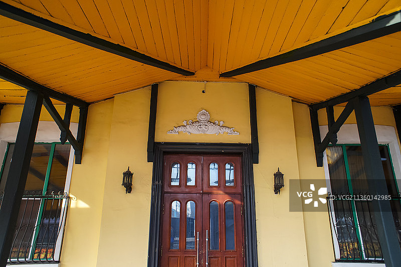 黑龙江省齐齐哈尔市昂昂溪区火车站，中东铁路车站，俄式建筑车站图片素材