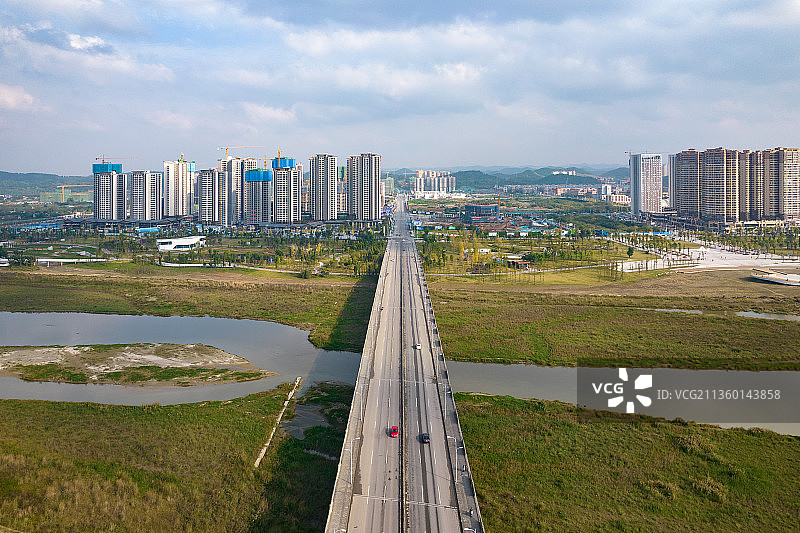四川省德阳市绵远河牡丹江路大桥图片素材