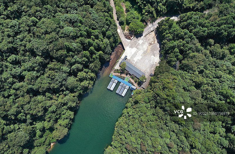 湖南省张家界市武陵源风景名胜区宝峰湖景区航拍图片素材