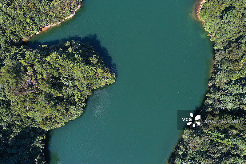 湖南省张家界市武陵源风景名胜区宝峰湖景区航拍图片素材