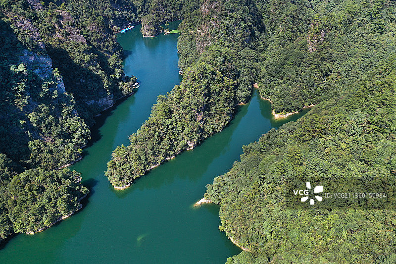 湖南省张家界市武陵源风景名胜区宝峰湖景区航拍图片素材